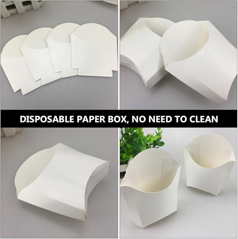 White Paper French Fry Holders 50pcs Portable Snack Containers For Takeout Meal Prep - Image 5